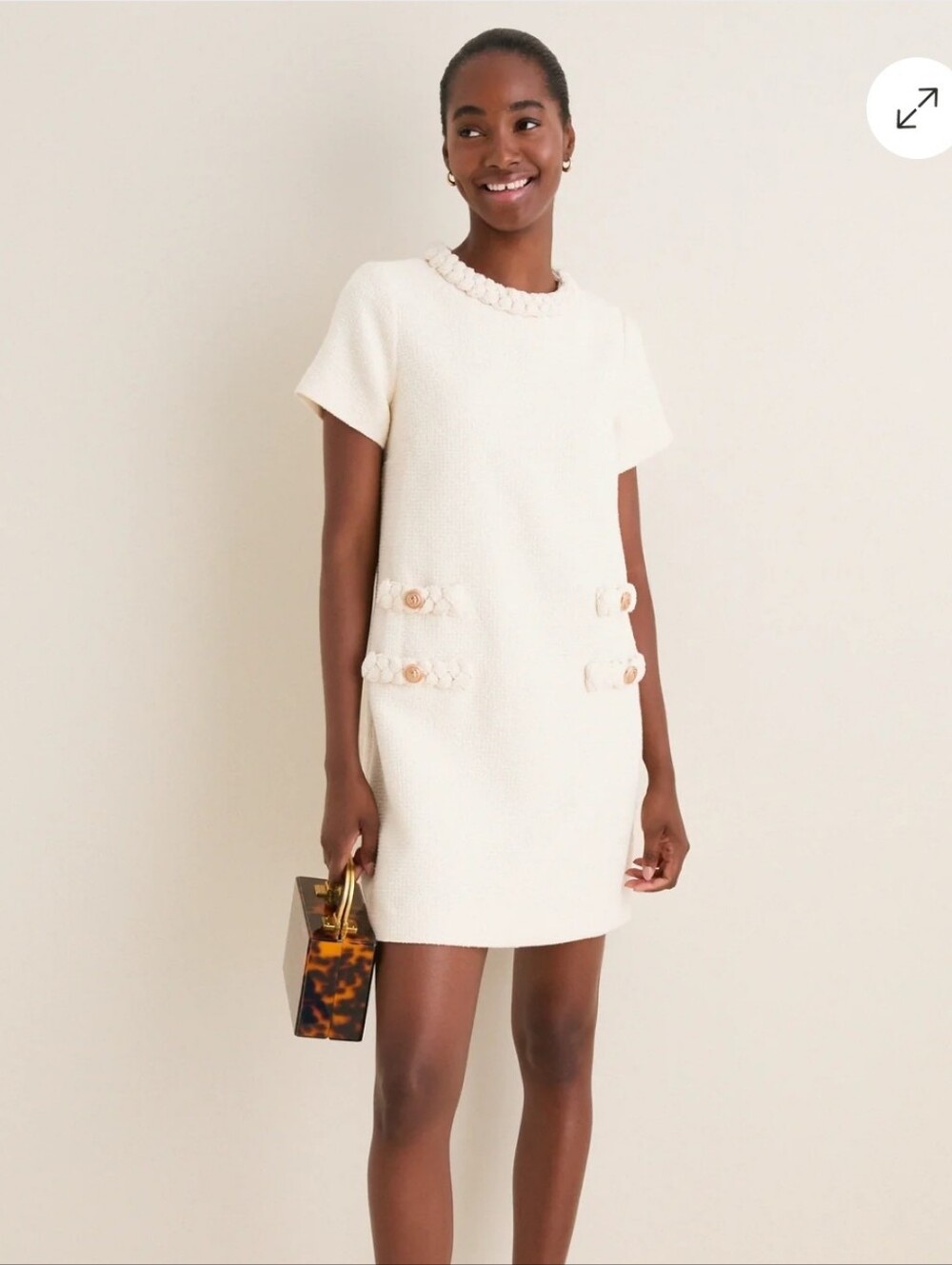 Tuckernuck Pearl White Tweed Jackie Dress Size Small